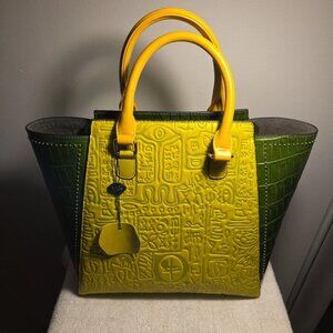 Amerileather Morrison Leather Tate Green & Yellow